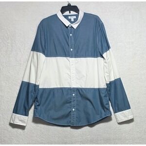 The Rail Nordstrom Men's XL Colorblock Chambray Button Down Shirt Blue White